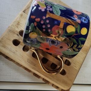H Monogram Blue Floral Rifle Paper Anthropologie Coffee Mug